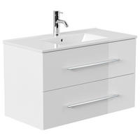 WASCHTISCHKOMBI 91 cm  - Weiß Hochglanz/Weiß, Basics, Keramik/Holzwerkstoff (91cm) - MID.YOU