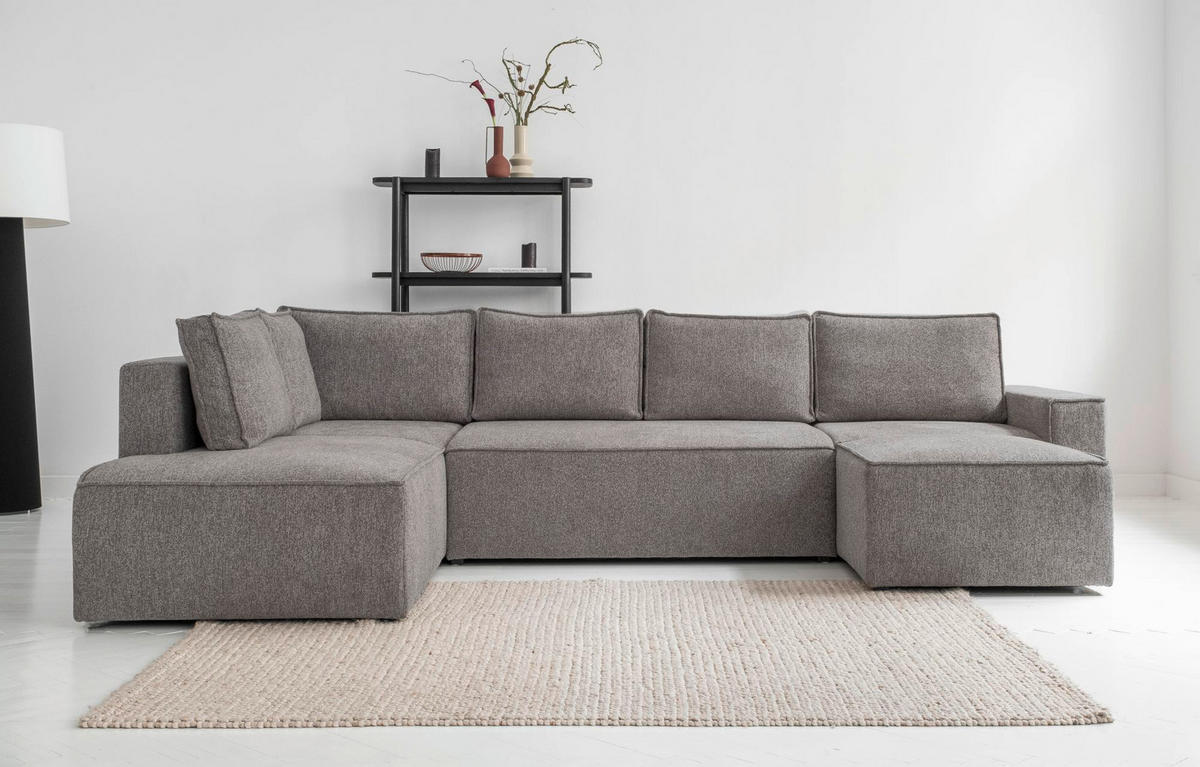 SJEDEĆA GARNITURA tekstil  siva   - bijela/siva, Design, tekstil/plastika (194/322/156cm) - MID.YOU