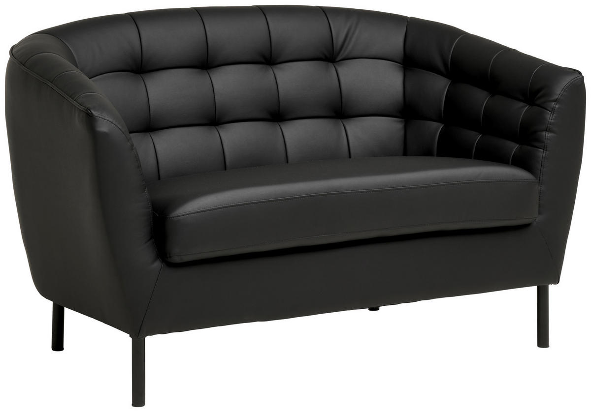 2-SITZER-SOFA Lederlook, Lederlook (vegan) Schwarz  - Schwarz, Design, Textil/Metall (150/78/84cm) - MID.YOU