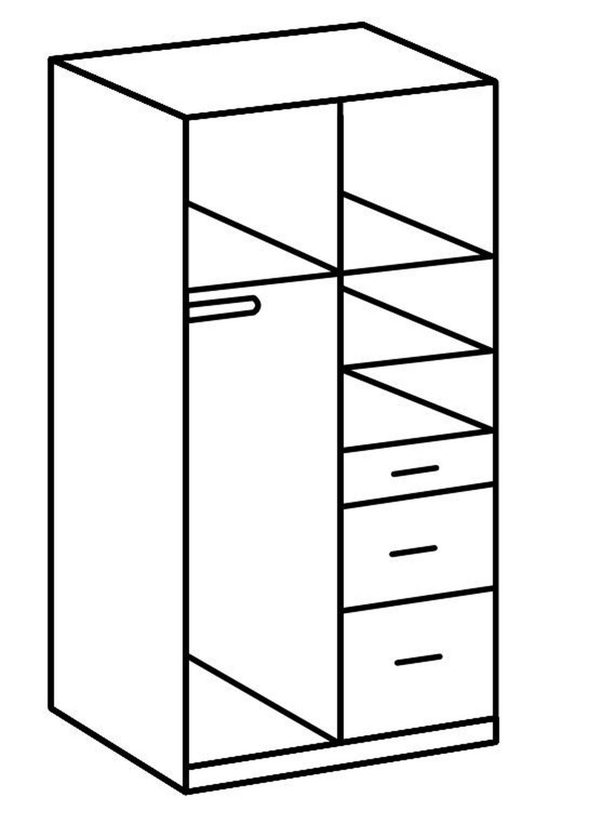 RUHÁSSZEKRÉNY ezüst, fehér, magasfényű fehér  - ezüst/króm, Basics, faalapú anyag (91/199/58cm) - MID.YOU