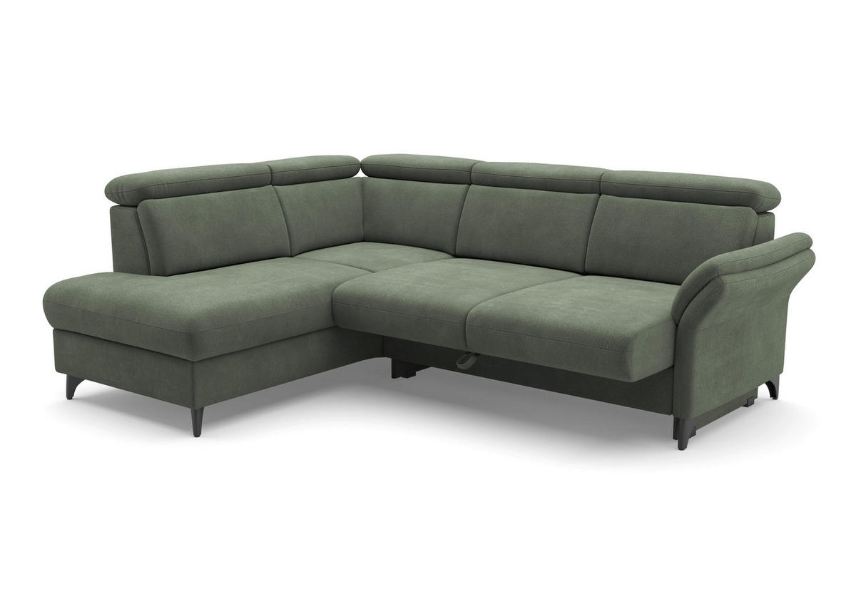 ECKSOFA Flachgewebe Dunkelgrün  - Dunkelgrün/Schwarz, Konventionell, Textil/Metall (193/247cm) - Sit & More