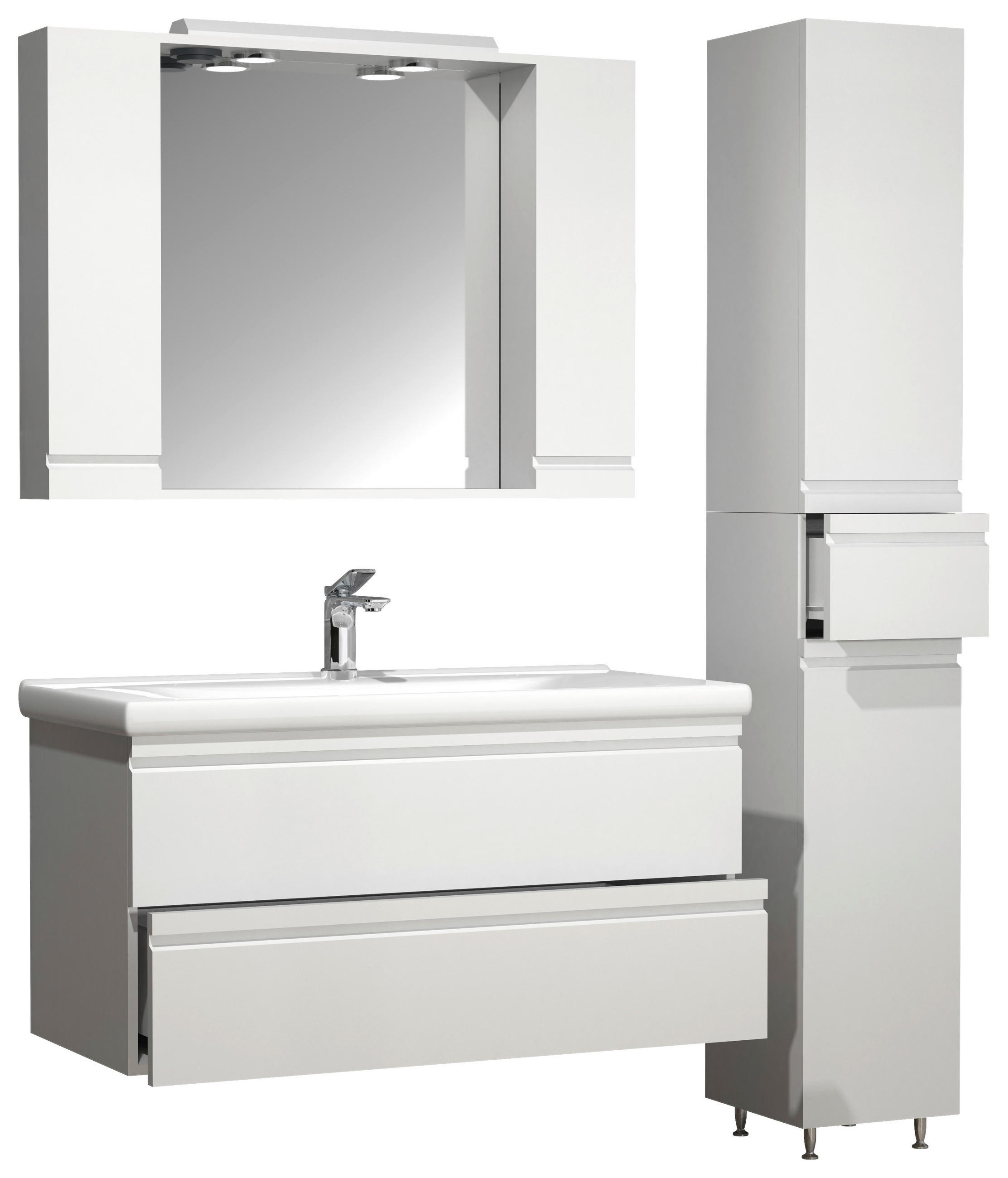 BADEZIMMER 4-teilig  in 130 cm  - Weiß, MODERN, Glas/Keramik (130cm) - MID.YOU