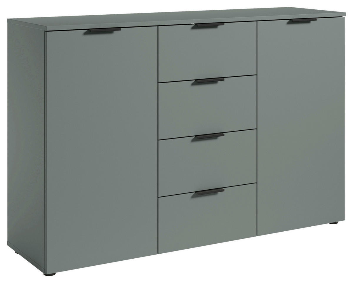 KOMODA S VRATIMA - žalfijazelena/crna, Osnovno, pločasti materijal/plastika (135/90/40cm) - Xora