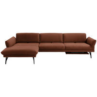 ECKSOFA Posh in Echtleder Hellbraun  173/308 cm  - Hellbraun/Anthrazit, Design, Leder/Metall (173/308cm) - Joop!