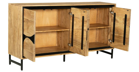 SIDEBOARD  in 160/85/40 cm  - Schwarz/Akaziefarben, Design, Holz/Metall (160/85/40cm) - Ambia Home