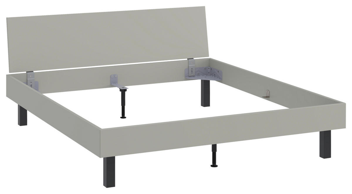 BETT 180/200 cm  in Hellgrau  - Hellgrau/Schwarz, Design, Holzwerkstoff/Metall (180/200cm) - Xora