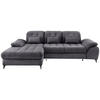 ECKSCHLAFSOFA Cord Grau  inkl. Bettkasten, Schlaffunktion, Kopfteilverstellung, Sitztiefenverstellung  - Schwarz/Grau, MODERN, Textil/Metall (189/273cm) - Livetastic
