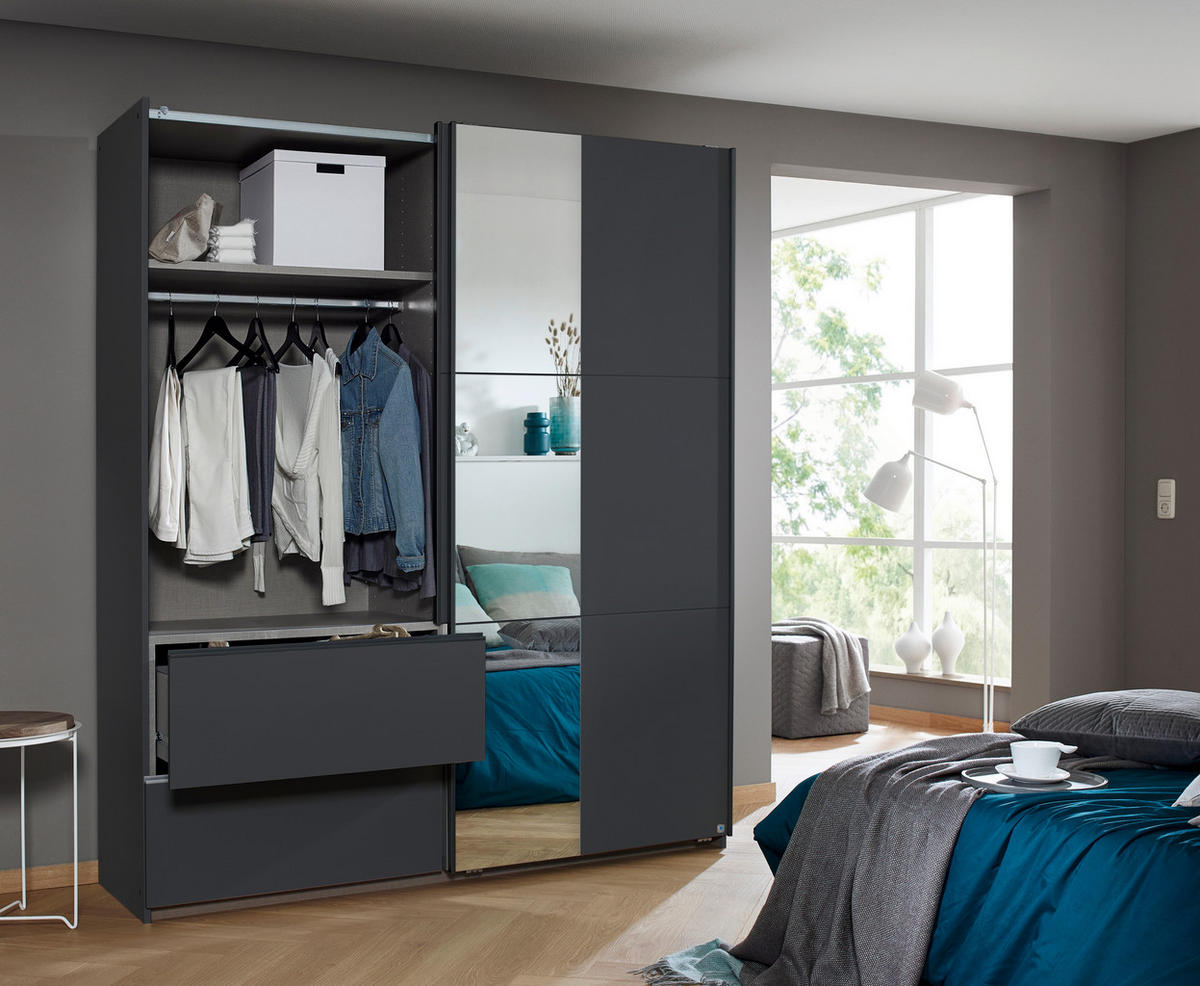 SCHIEBETÜRENSCHRANK 175/210/59 cm 2-türig Grau  - Grau, Design, Holzwerkstoff/Metall (175/210/59cm) - Rauch Möbel