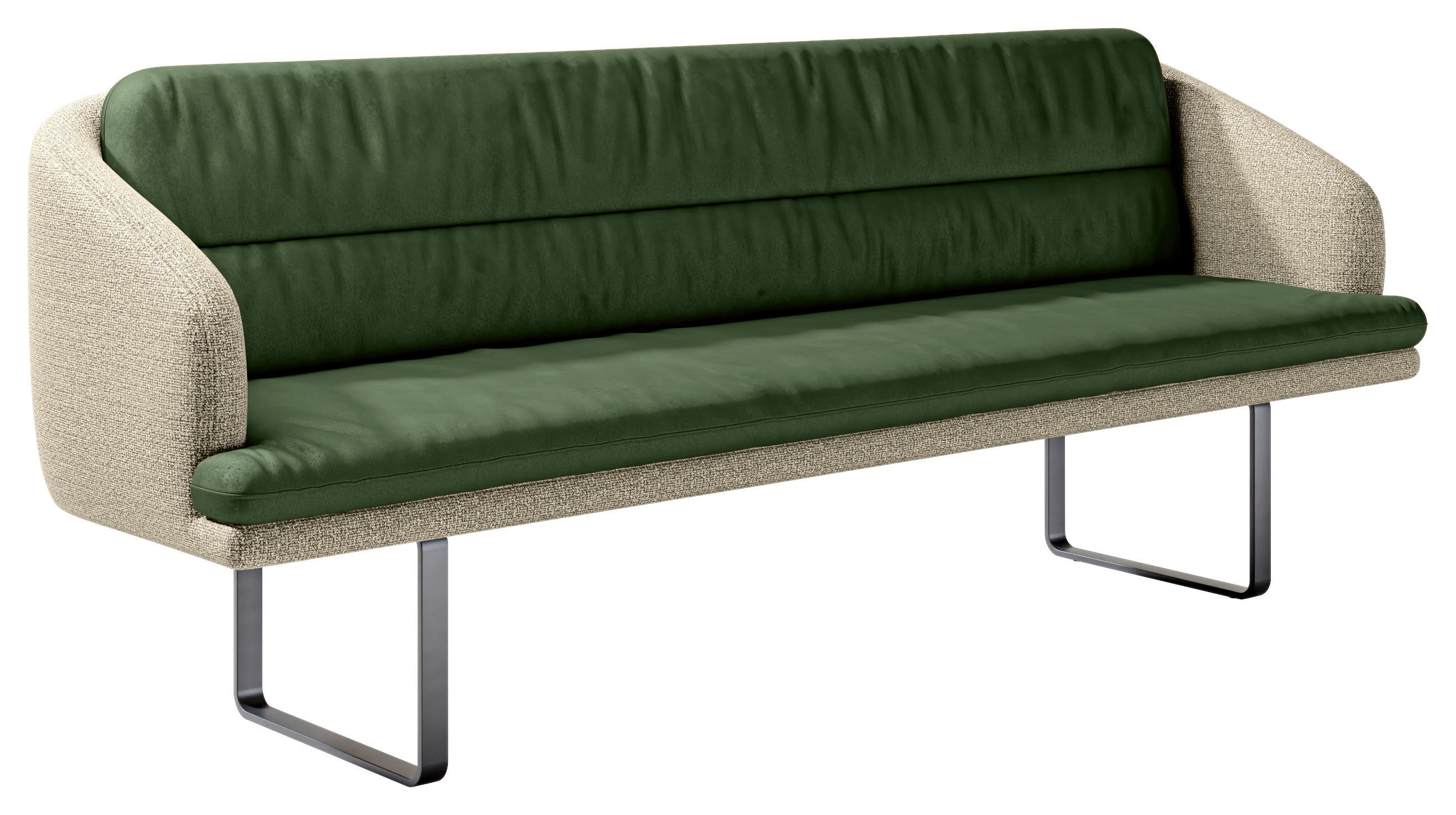 SITZBANK in Textil Grün, Beige  - Beige/Schwarz, Design, Textil/Metall (255/89/68cm) - Dieter Knoll