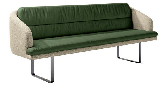 SITZBANK 255/89/68 cm Velours, Flachgewebe Grün, Beige Metall  - Beige/Schwarz, Design, Textil/Metall (255/89/68cm) - Dieter Knoll