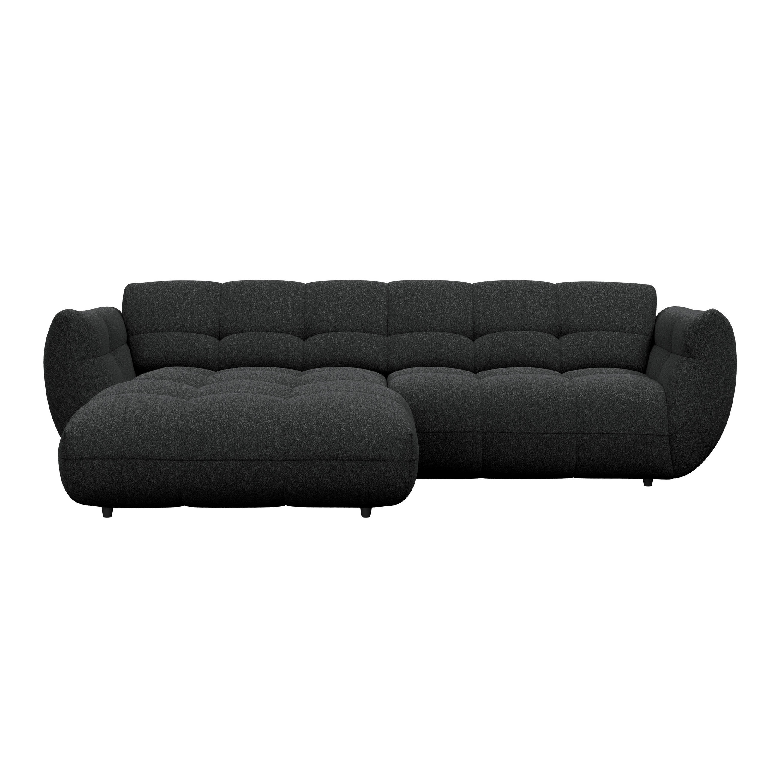 ECKSOFA Schwarz Chenille  - Dunkelgrün/Schwarz, Trend, Kunststoff/Textil (178/280cm) - MID.YOU