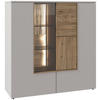 HIGHBOARD Taupe, Wildeiche  127,9/132/42,9 cm  - Taupe/Wildeiche, Design, Glas/Holz (127,9/132/42,9cm) - Voglauer