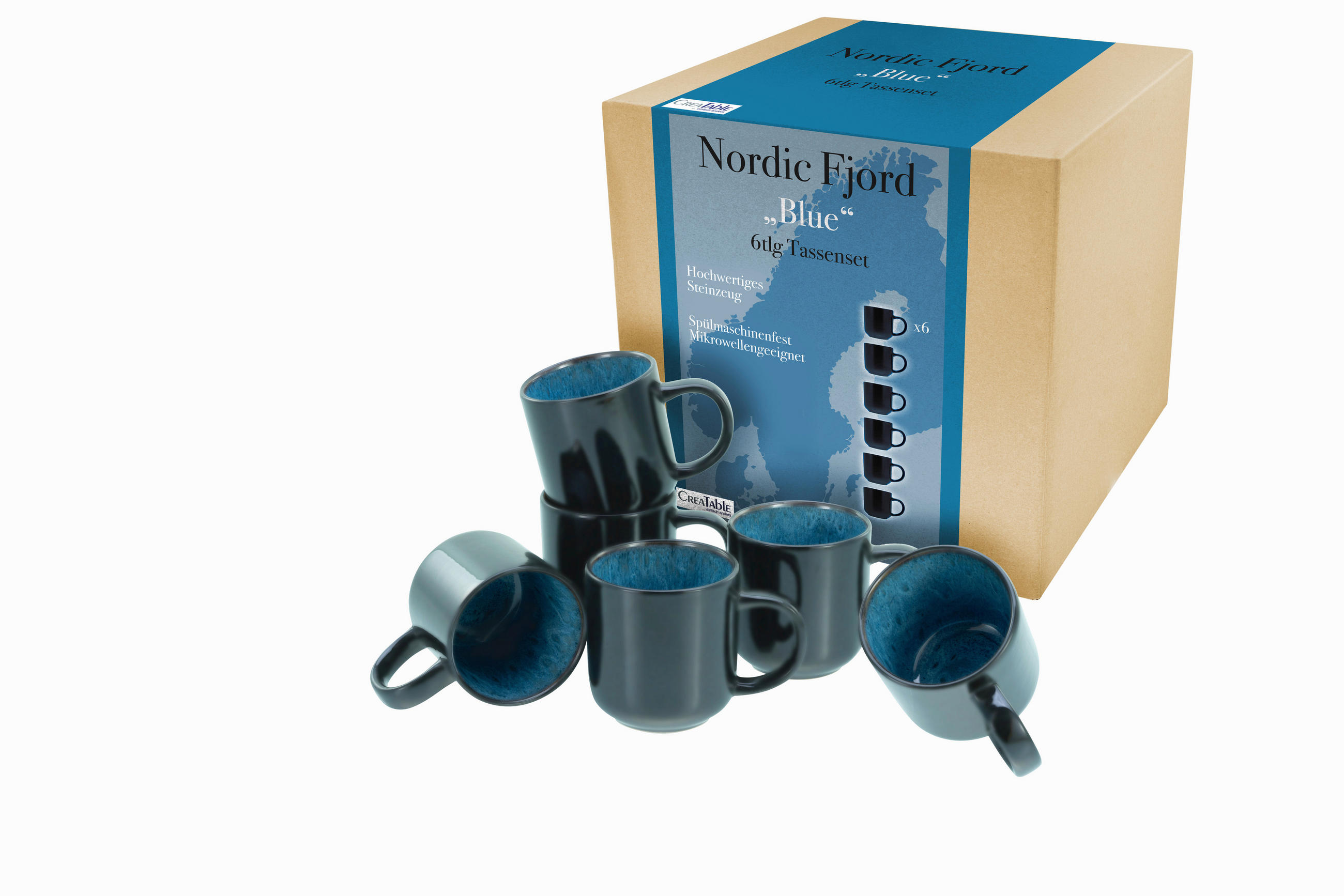 KAFFEEBECHERSET 6-teilig  - Blau, ROMANTIK / LANDHAUS, Keramik (350ml) - Creatable