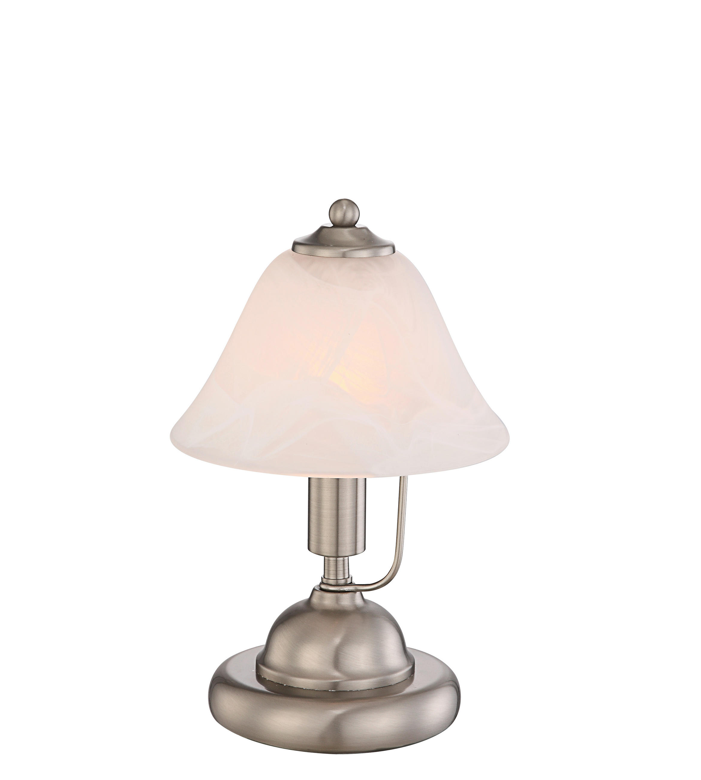 TISCHLEUCHTE 17/27 cm   - Weiß/Nickelfarben, Basics, Glas/Metall (17/27cm)