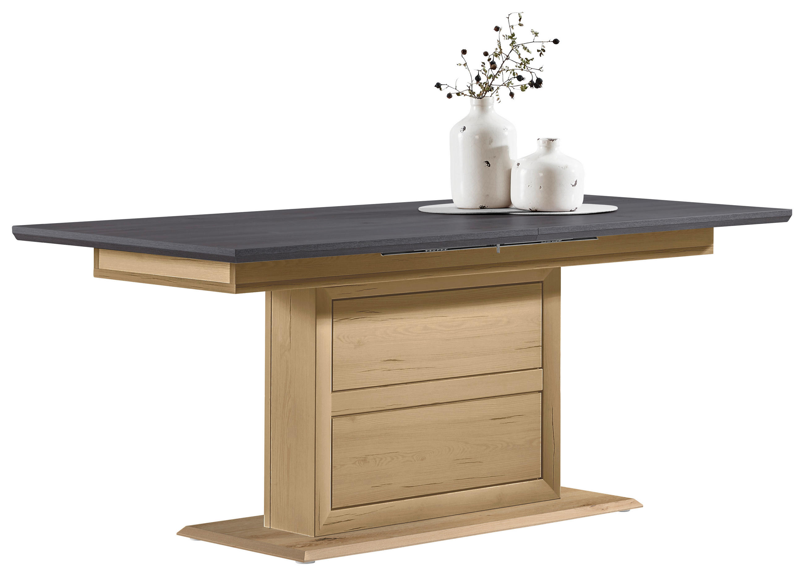 Hom`in JÍDELNÍ STŮL, tmavě šedá, dub artisan, 180-220/90/76,2 cm