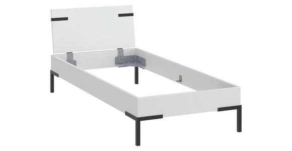 BETT 90/200 cm,  in Weiß,  - Schwarz/Weiß, Design, Metall (90/200cm) - Xora