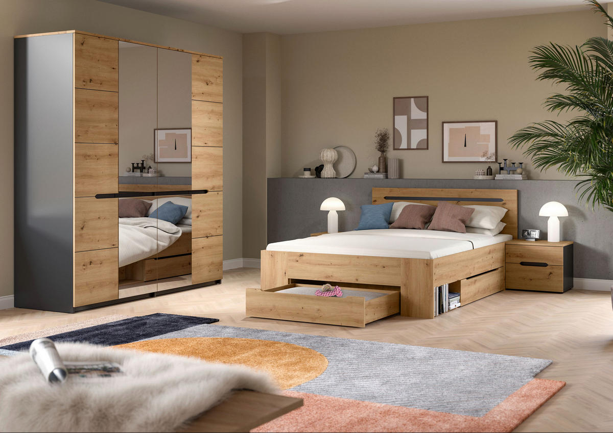 SCHLAFZIMMER Grau, Eiche Artisan  - Eiche Artisan/Grau, MODERN, Holzwerkstoff - MID.YOU