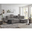 ECKSOFA  in Mikrovelours Hellgrau  - Hellgrau/Schwarz, KONVENTIONELL, Kunststoff/Textil (265/217cm) - Carryhome