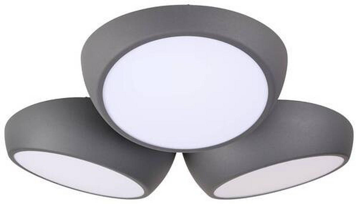 STROPNÍ LED SVÍTIDLO, 52/48,5/12,5 cm - antracitová, Lifestyle, kov (52/48,5/12,5cm) - Novel
