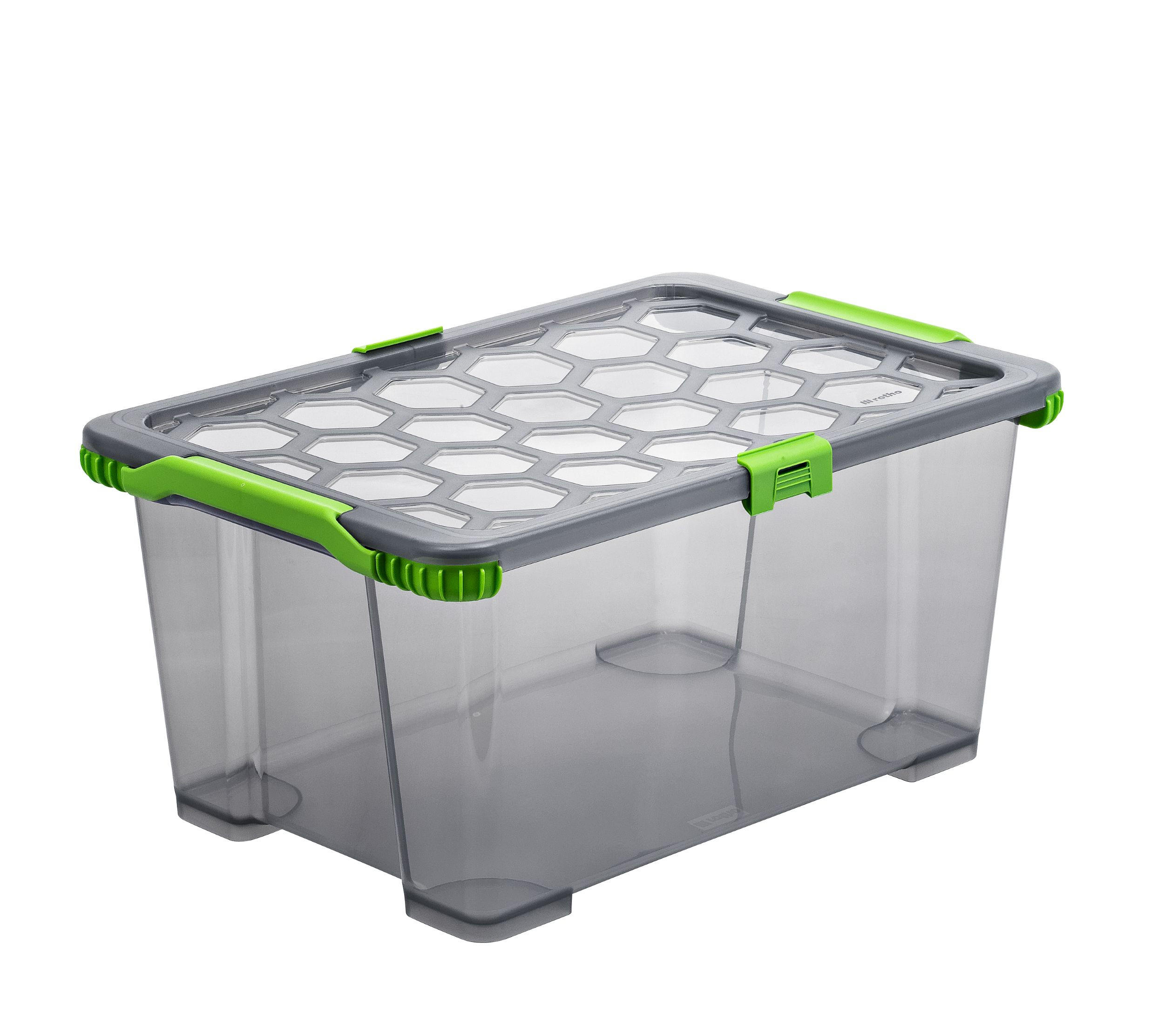 BOX MIT DECKEL EVO SAFE  - Anthrazit/Grün, Basics, Kunststoff (59/39,5/28cm) - Rotho