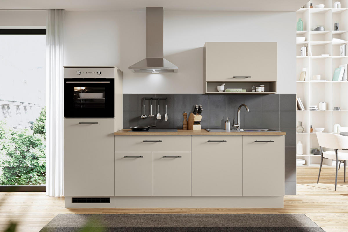 KÜCHENLEERBLOCK 260 cm   in Grau  - Eichefarben/Schwarz, Basics, Holzwerkstoff/Metall (260cm) - MID.YOU