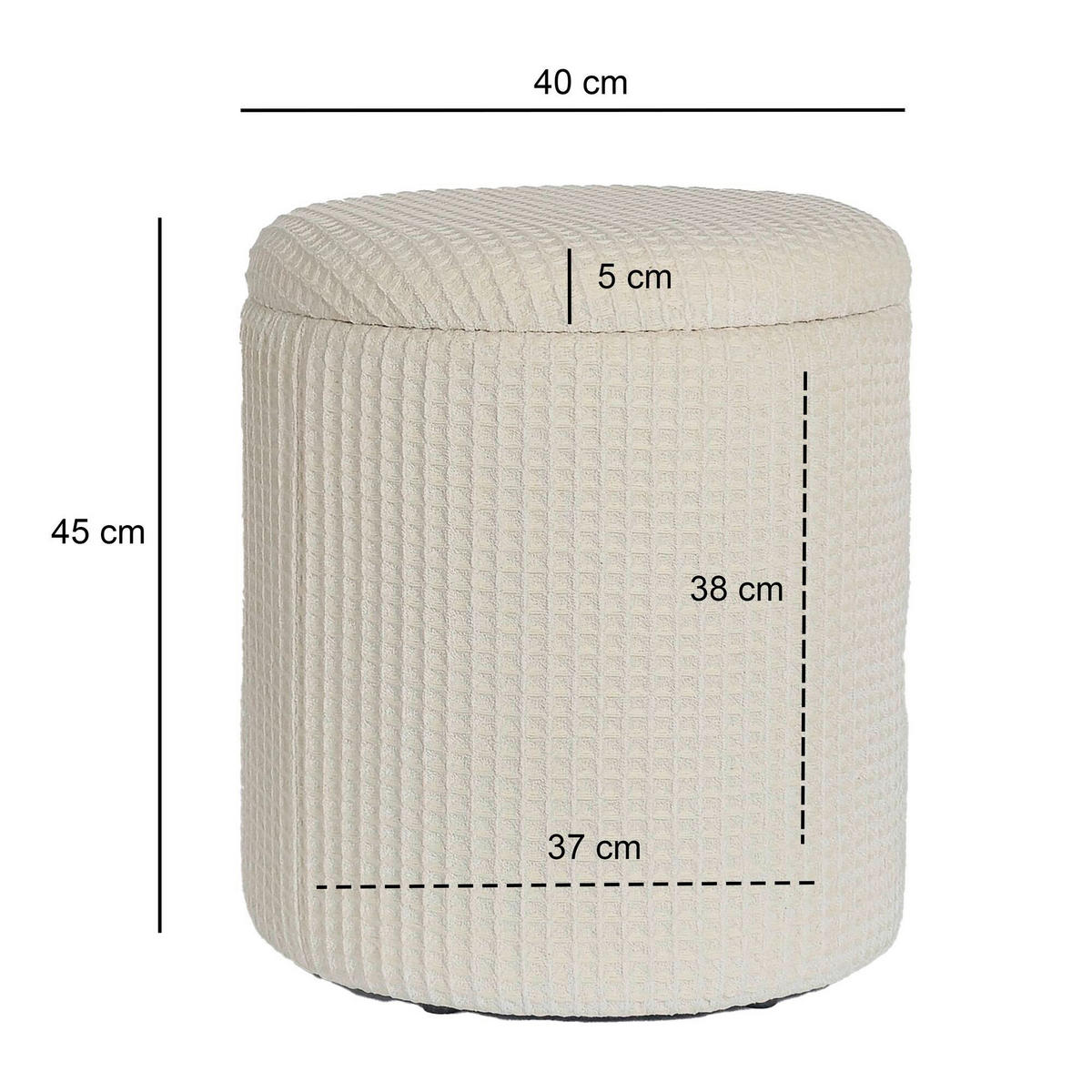 HOCKER Creme  - Creme, Design, Textil (40/45/40cm) - MID.YOU