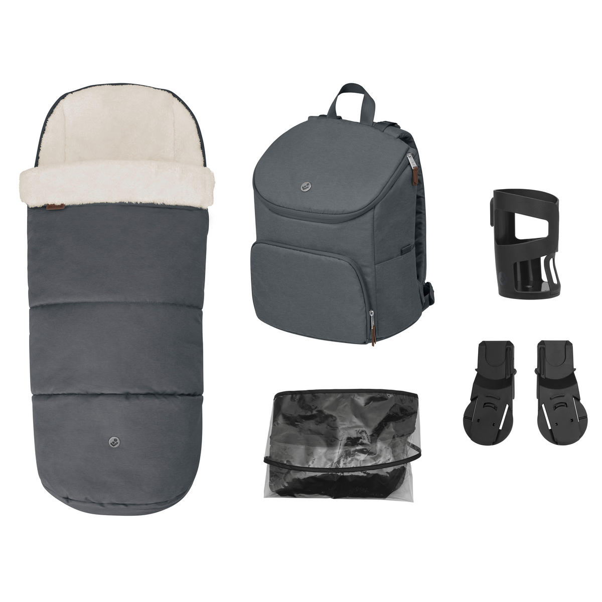 KINDERWAGENAUSSTATTUNG Oxford  - Graphitfarben, Basics, Kunststoff/Textil - Maxi-Cosi