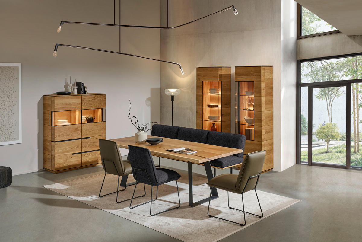 STUHL  Stoff-/Lederauswahl Webstoff  - Anthrazit/Graphitfarben, Design, Textil/Metall (52/85/66cm) - Cassando