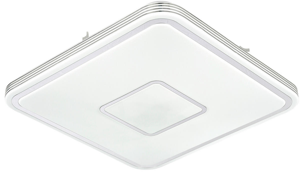 LED-DECKENLEUCHTE 43/43/6,5 cm   - Chromfarben/Weiß, LIFESTYLE, Kunststoff/Metall (43/43/6,5cm) - Novel