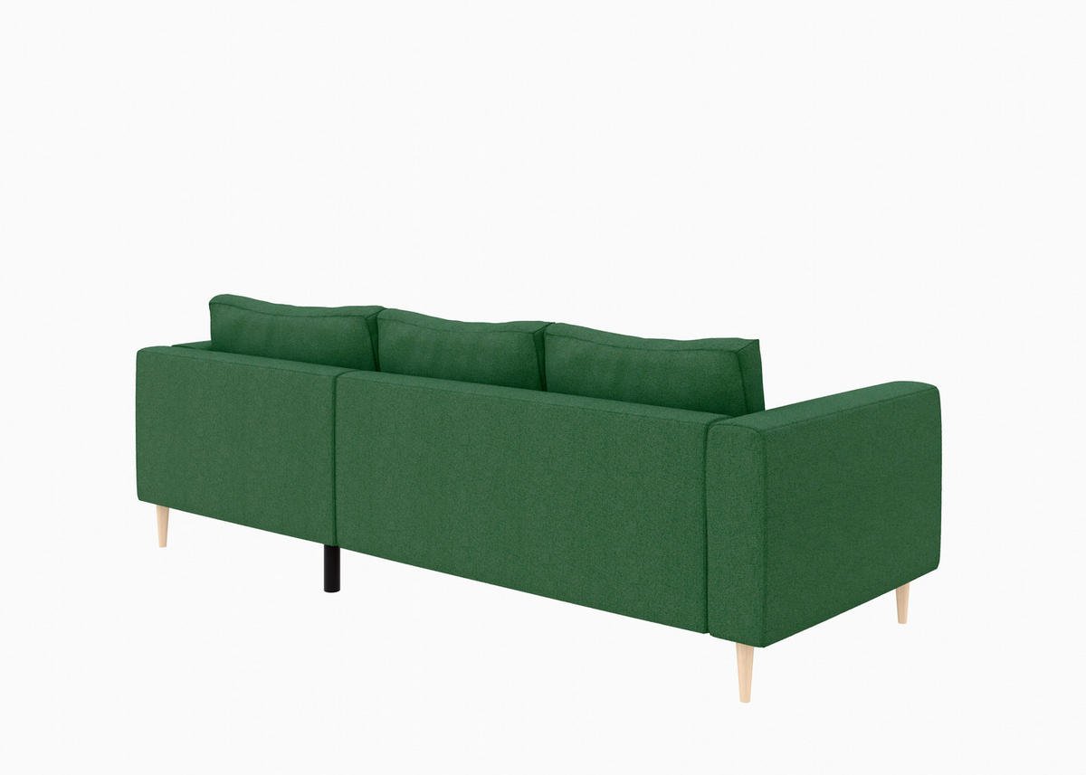 ECKSOFA  in Struktur Dunkelgrün  232/161 cm  - Dunkelgrün/Buchefarben, MODERN, Holz/Textil (232/161cm) - Trendmanufaktur