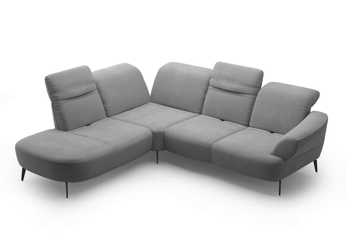 ECKSOFA in Mikrofaser Grau  - Schwarz/Grau, Modern, Textil/Metall (270/302cm) - Sit & More