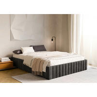 POLSTERBETT Bettkasten, Lattenrost 120/200 cm  in Schwarz  - Schwarz, Design, Holz/Textil (120/200cm) - Boxxx