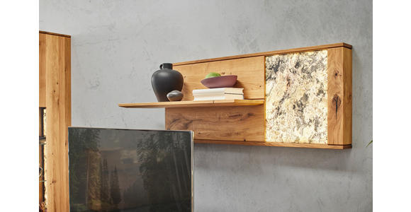WOHNWAND  in Eichefarben  298/205,7/53,7 cm  - Eichefarben/Schwarz, Natur, Glas/Holz (298/205,7/53,7cm) - Valnatura