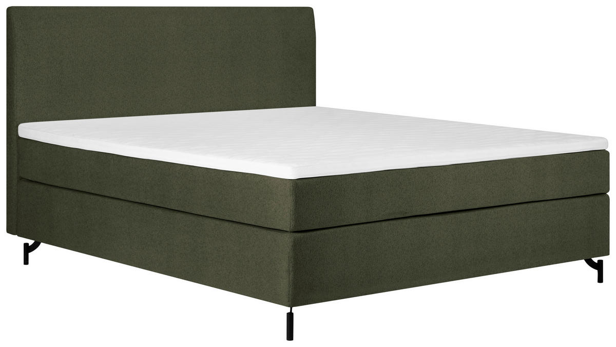 BOXSPRINGBETT 140/200 cm  in Dunkelgrün  - Dunkelgrün/Schwarz, Modern, Textil (140/200cm) - MID.YOU