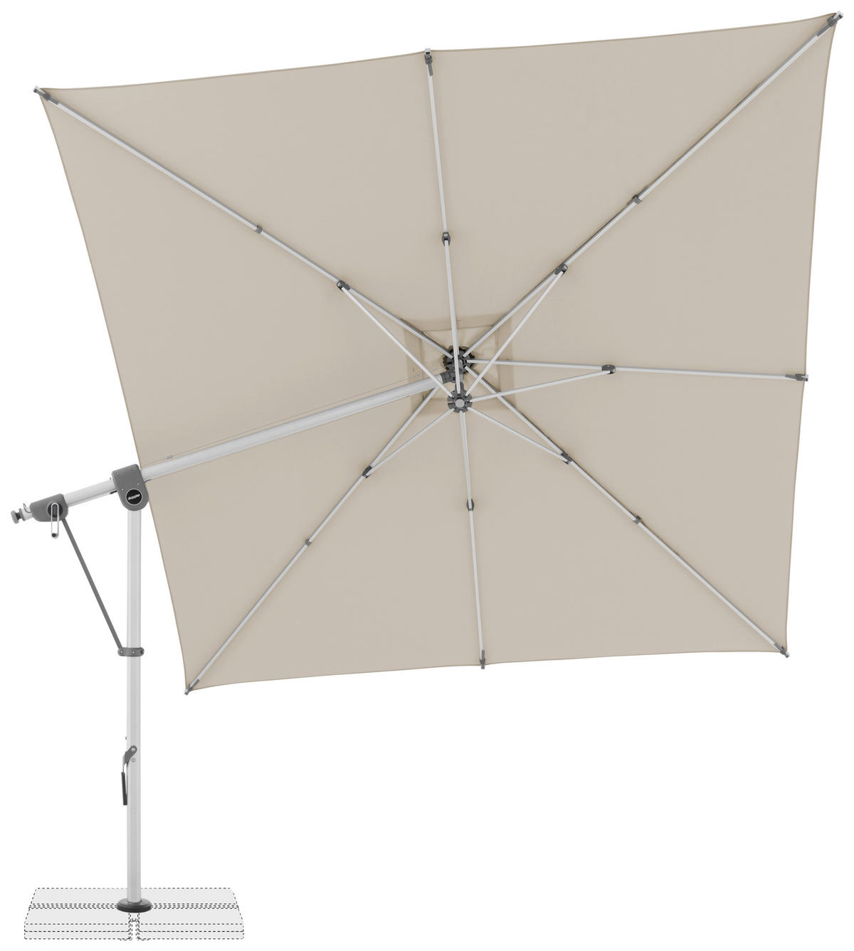 AMPELSCHIRM 300x300 cm  - Hellgrau/Naturfarben, Basics, Textil/Metall (300/300cm) - Doppler