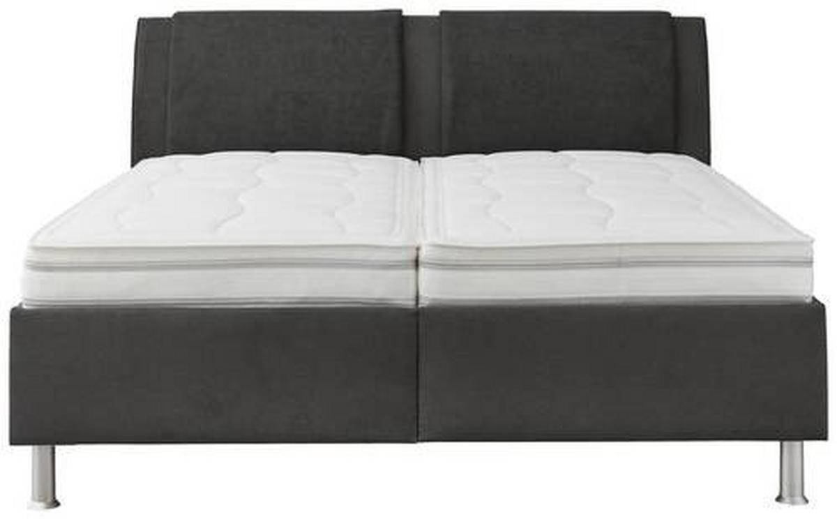 POLSTERBETT 180/200 cm  in Grau, Schwarz  - Weiss/Alufarben, Konventionell, Holz/Holzwerkstoff (180/200cm) - Beldomo - Sleep