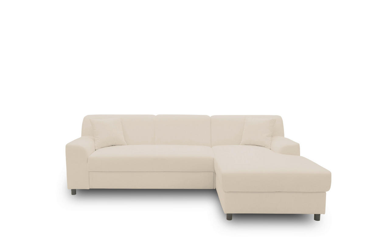 ECKSCHLAFSOFA  CAPRI 2 Beige Mikrofaser  - Beige/Schwarz, Basics, Kunststoff/Textil (241/146cm) - MID.YOU