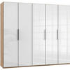 DREHTÜRENSCHRANK in Eichefarben, Weiss  - Chromfarben/Weiss, Modern, Glas/Holzwerkstoff (250/216/58cm) - MID.YOU