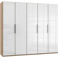 DREHTÜRENSCHRANK in Weiss, Eichefarben  - Chromfarben/Weiss, Modern, Glas/Holzwerkstoff (250/216/58cm) - MID.YOU