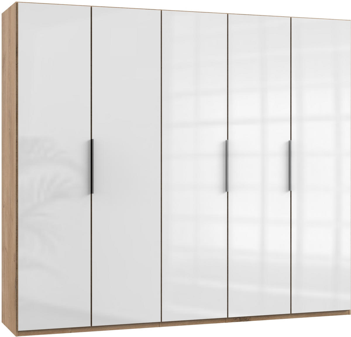 DREHTÜRENSCHRANK in Weiss, Eichefarben  - Chromfarben/Weiss, Modern, Glas/Holzwerkstoff (250/216/58cm) - MID.YOU