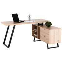 ECKSCHREIBTISCH 150/60/75 cm  in Schwarz, Eichefarben  - Eichefarben/Schwarz, MODERN, Holzwerkstoff/Metall (150/60/75cm) - MID.YOU