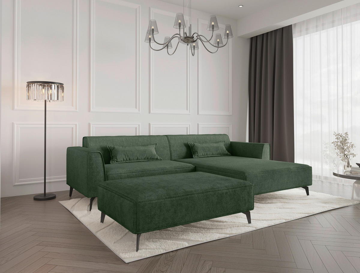 HOCKER in Textil Grün  - Schwarz/Grün, MODERN, Textil/Metall (130/44/85cm) - Carryhome