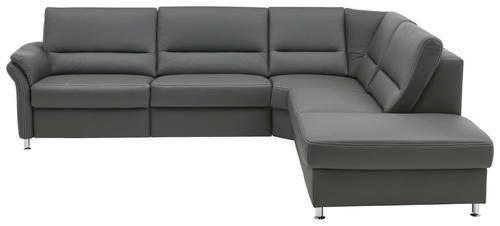 ECKSOFA Grau Echtleder  - Beige/Hellgrau, Design, Leder/Metall (288/249cm) - Beldomo Premium