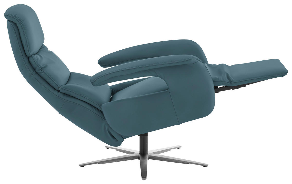 RELAXSESSEL Leder Blau  - Blau/Edelstahlfarben, Design, Leder/Metall (76/119/86cm) - Dieter Knoll