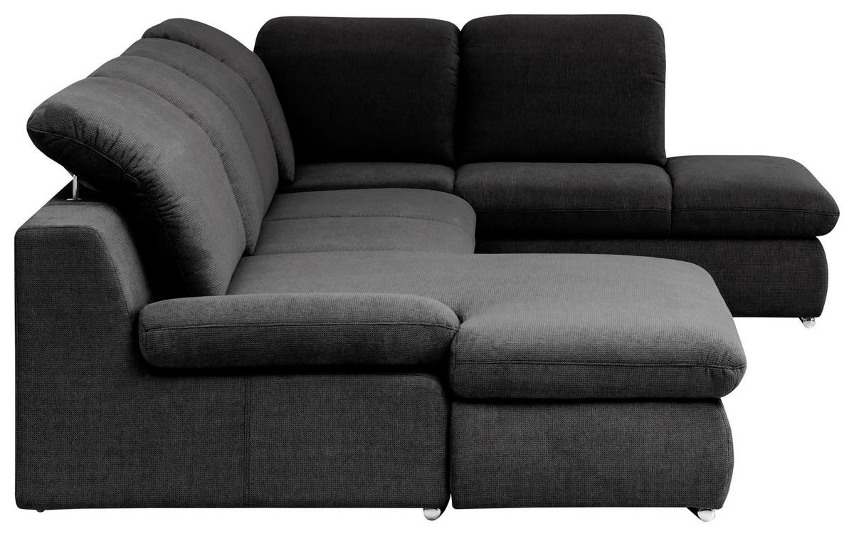 WOHNLANDSCHAFT in Chenille Schwarz  - Chromfarben/Schwarz, Design, Textil/Metall (165/353/212cm) - Livetastic