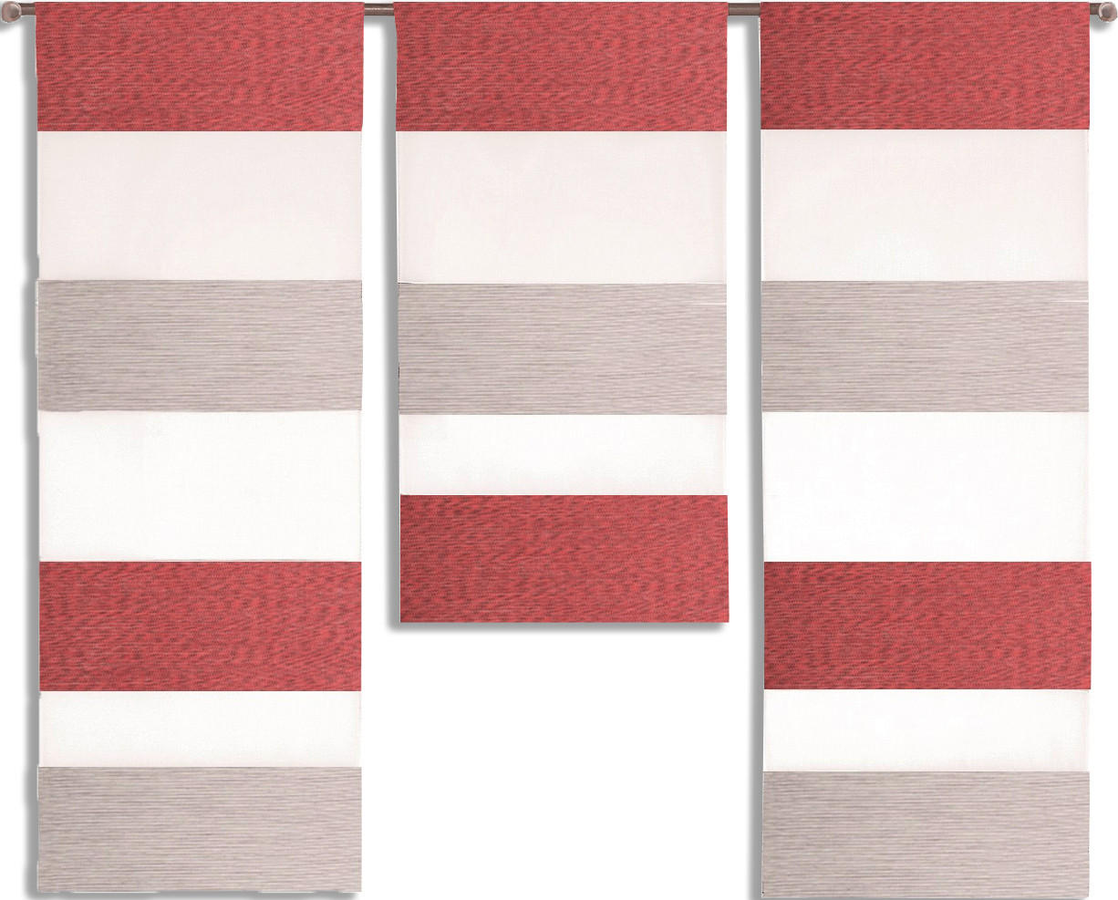 KURZGARDINE 3ER SET   90/80 cm   - Rot/Weiß, Design, Textil (90/80cm)