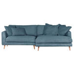 ECKSOFA in Cord Petrol  270/140 cm  - Petrol/Naturfarben, ROMANTIK / LANDHAUS, Holz/Textil (270/140cm) - Landscape