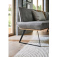 ECKBANK 223/163 cm Lederlook Graubraun, Eichefarben, Schwarz Eiche massiv   - Eichefarben/Graubraun, Design, Holz/Textil (223/163cm) - Voleo
