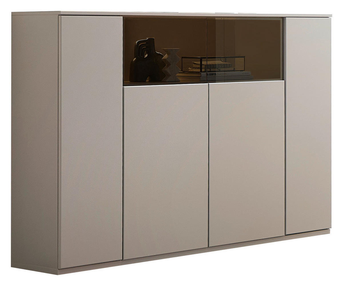 HIGHBOARD Grau  150/116/40 cm  - Schwarz/Grau, KONVENTIONELL, Glas/Holzwerkstoff (150/116/40cm) - Venda