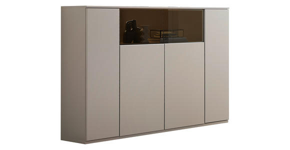 HIGHBOARD Grau  150/116/40 cm  - Schwarz/Grau, KONVENTIONELL, Glas/Holzwerkstoff (150/116/40cm) - Venda